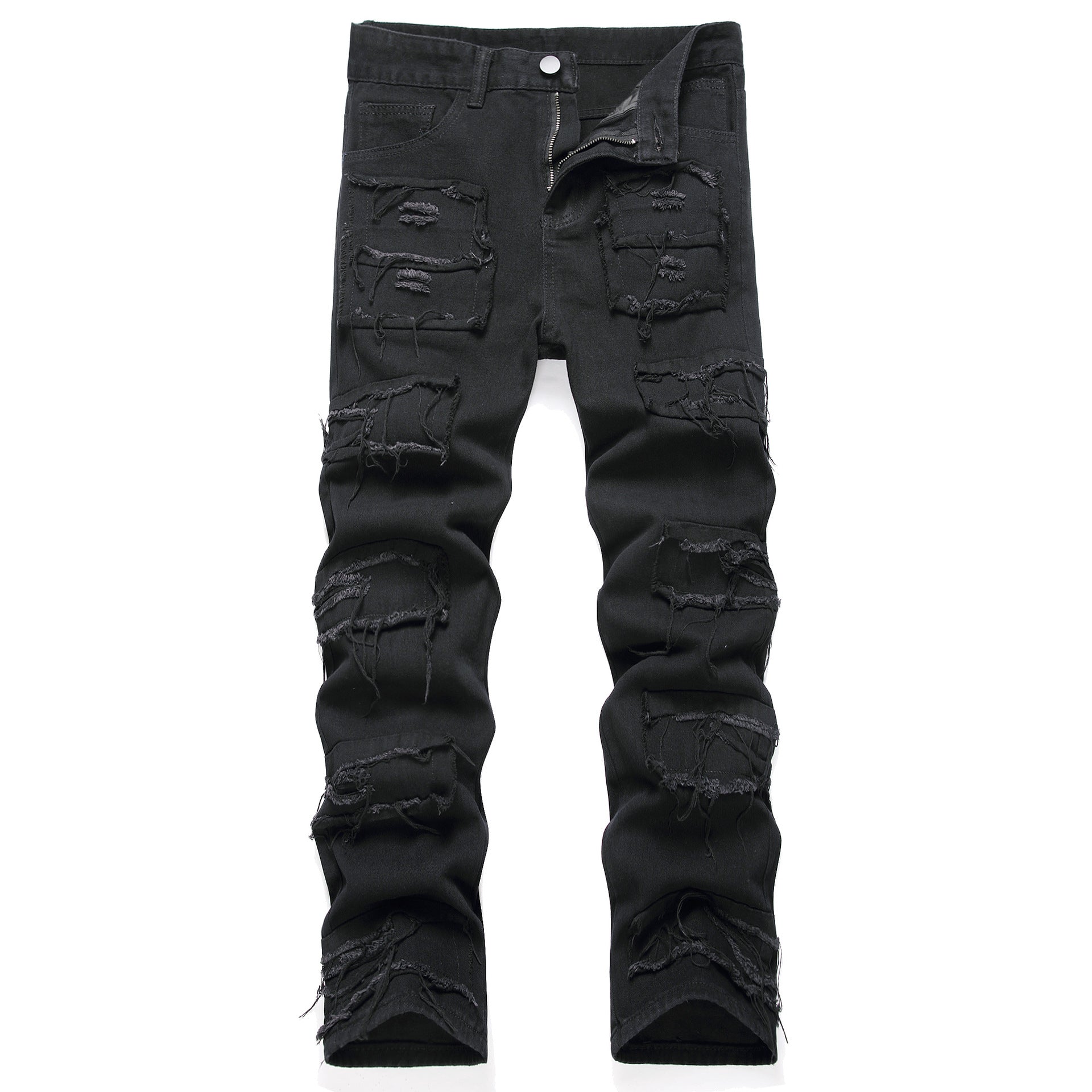 Black Slim Fit Ripped DENM